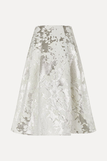 Metallic Woven jacquard, Voluminous Midi Skirt
