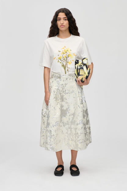 Metallic Woven jacquard, Voluminous Midi Skirt