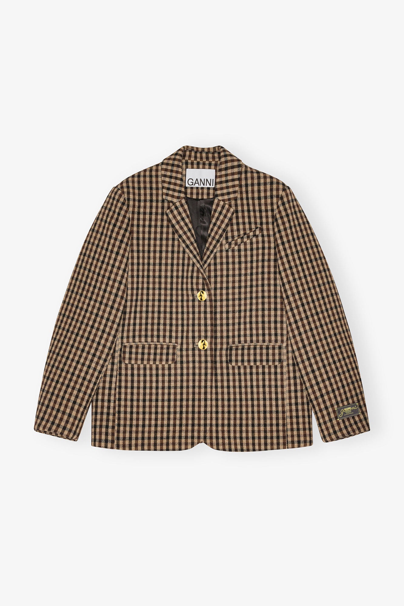 Check Wool Mix Oversized Blazer