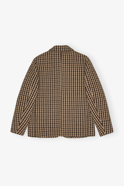 Check Wool Mix Oversized Blazer