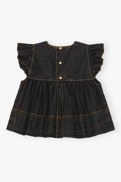 Garment Dyed Cotton Frill Sleeve Top