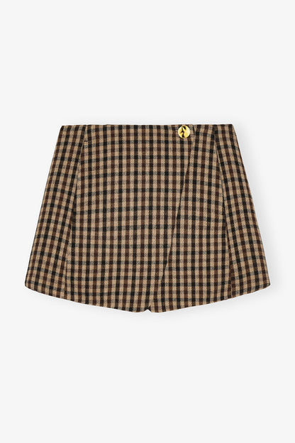 Check Wool Mix Skirt