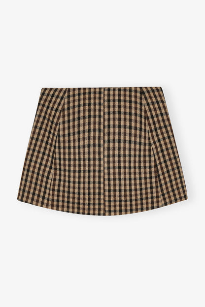 Check Wool Mix Skirt