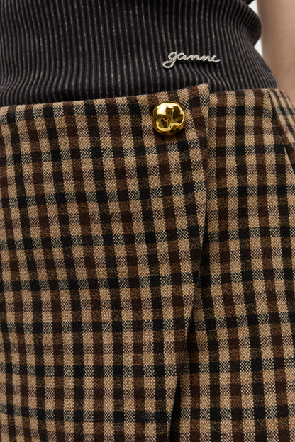 Check Wool Mix Skirt