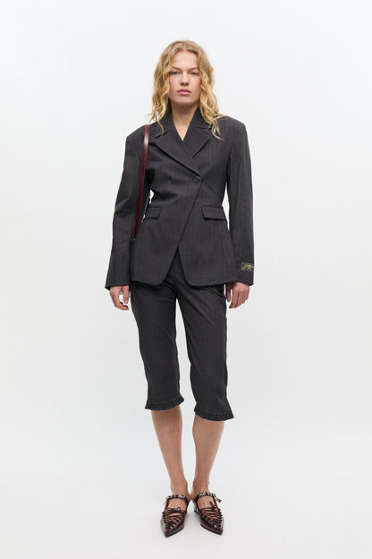 Stretch Stripe Tailoring Capri Pants