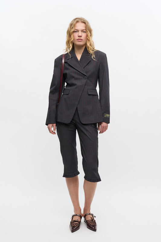 Stretch Stripe Tailoring Capri Pants