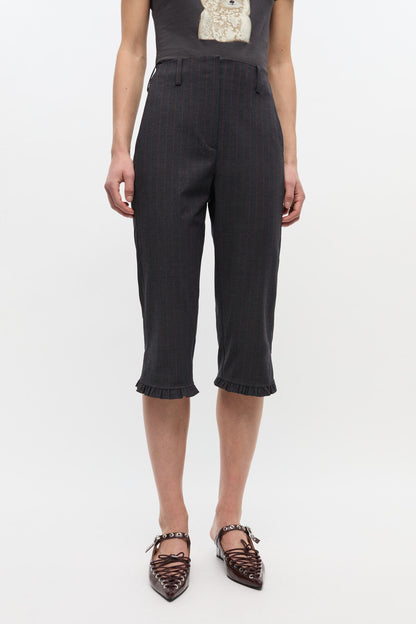 Stretch Stripe Tailoring Capri Pants