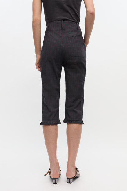 Stretch Stripe Tailoring Capri Pants