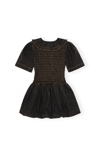 Garment Dyed Cotton Mini Smock Bubble Dress