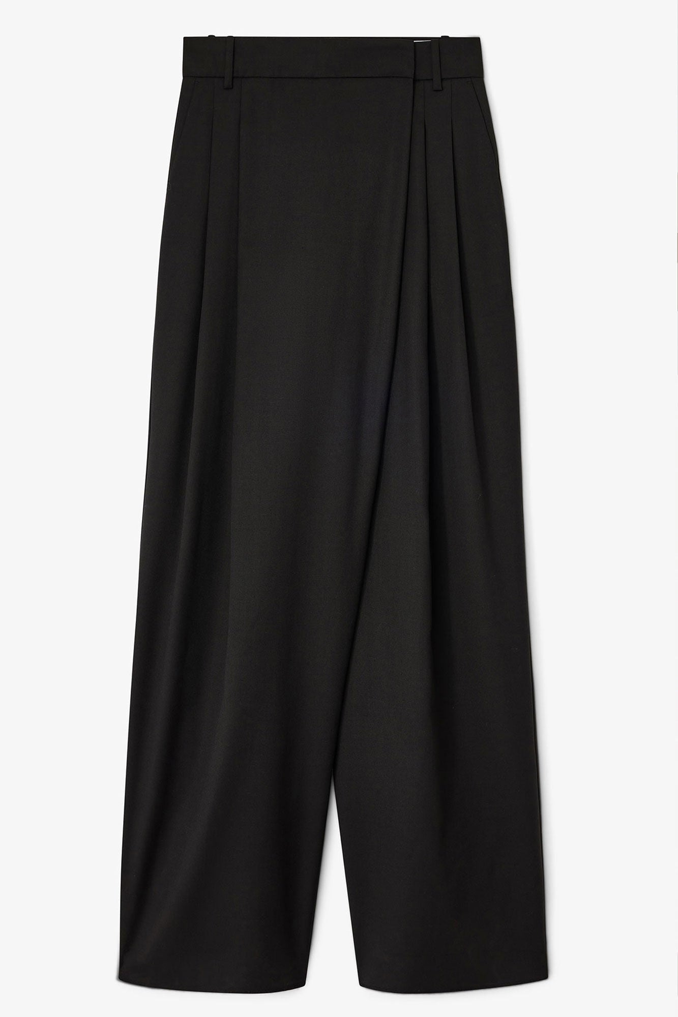 Calendered Wool  Mid Waist Pants