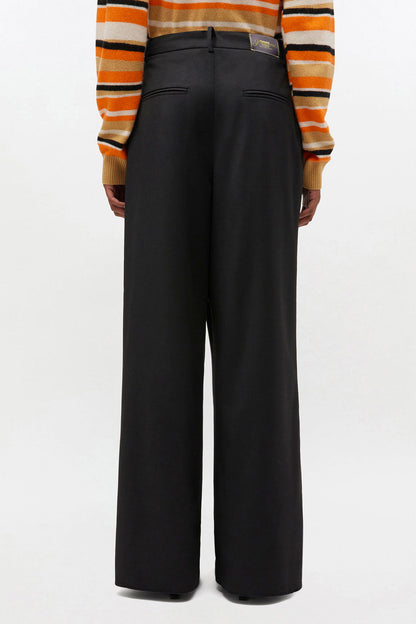 Calendered Wool  Mid Waist Pants
