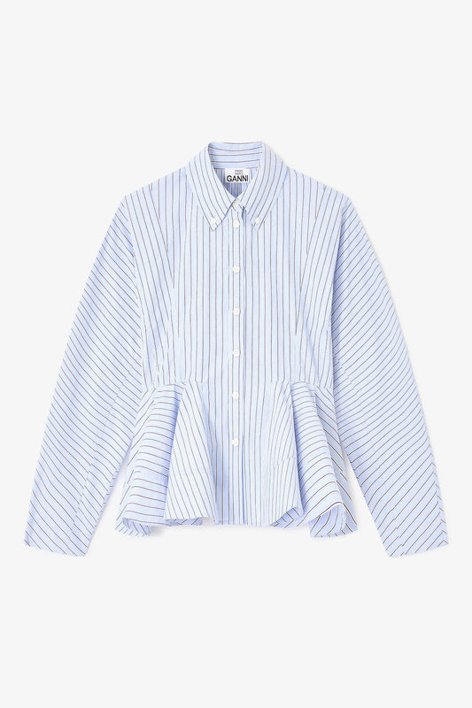 Stripe Cotton Peplum Shirt