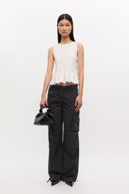 Cotton Poplin Smock Tie String Top