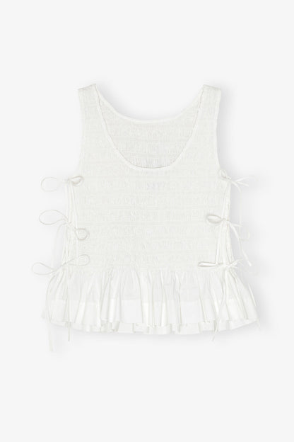 Cotton Poplin Smock Tie String Top