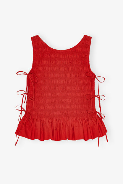 Cotton Poplin Smock Tie String Top