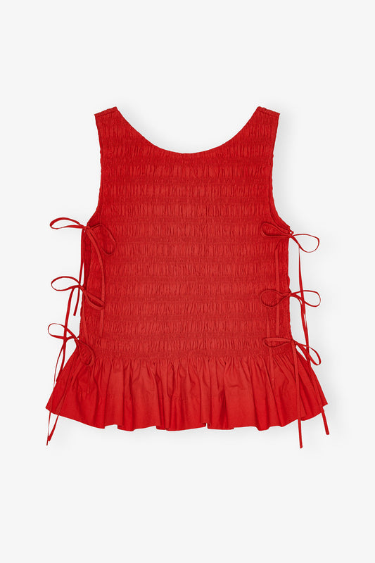 Cotton Poplin Smock Tie String Top