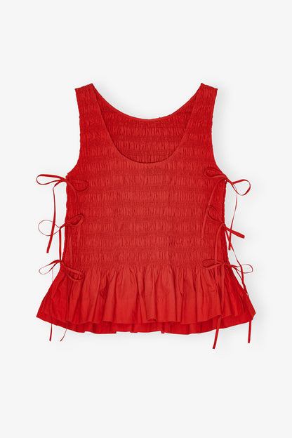 Cotton Poplin Smock Tie String Top