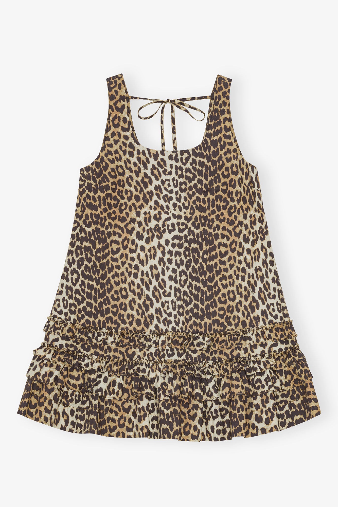 Printed Cotton Poplin U-neck Mini Dress