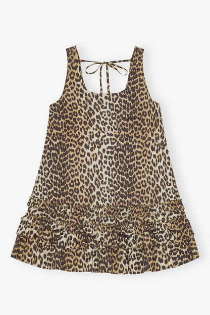 Printed Cotton Poplin U-neck Mini Dress