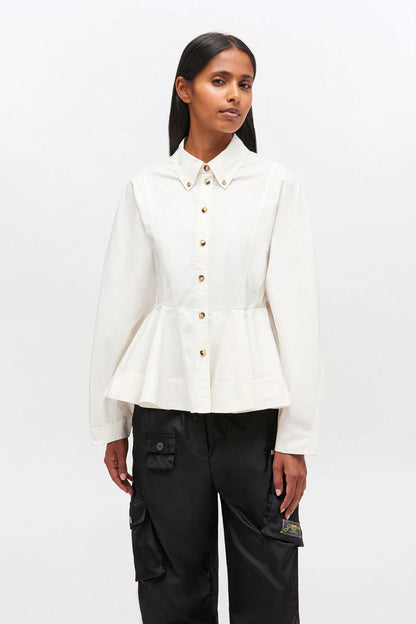 Stretch Cotton Peplum Shirt