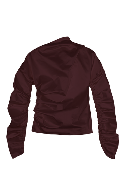 Technical Stretch Satin Ruched Top