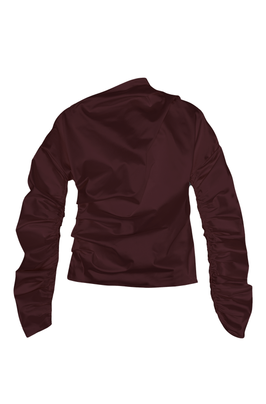 Technical Stretch Satin Ruched Top