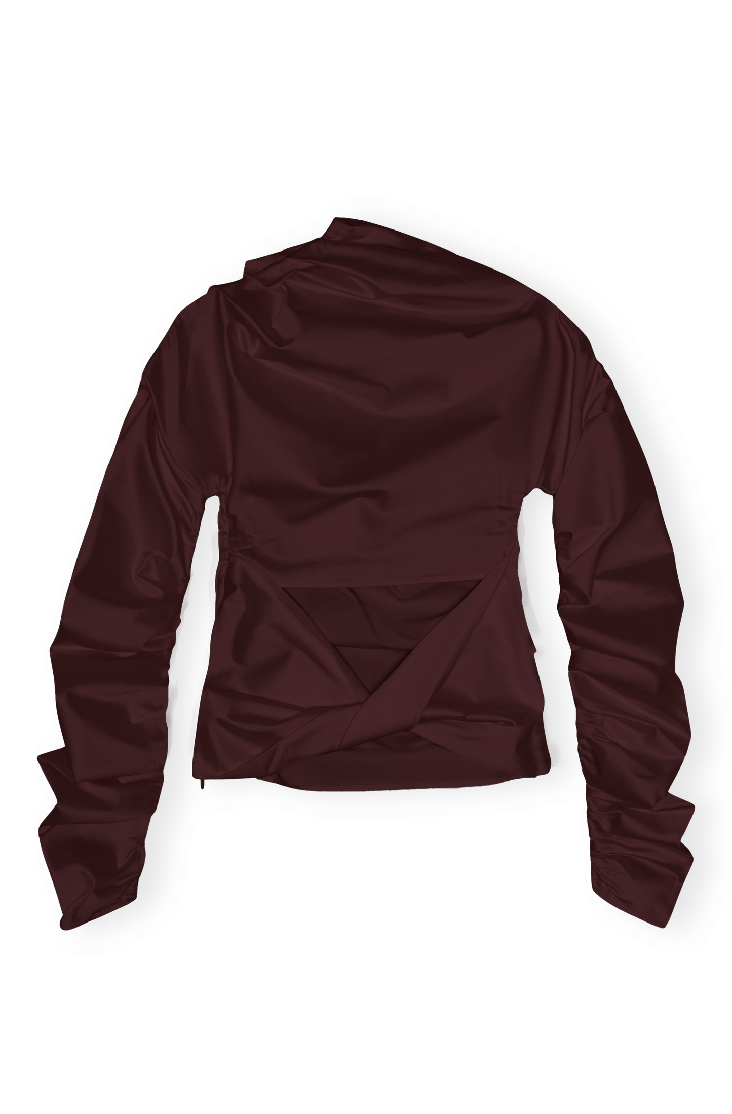 Technical Stretch Satin Ruched Top