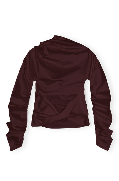 Technical Stretch Satin Ruched Top
