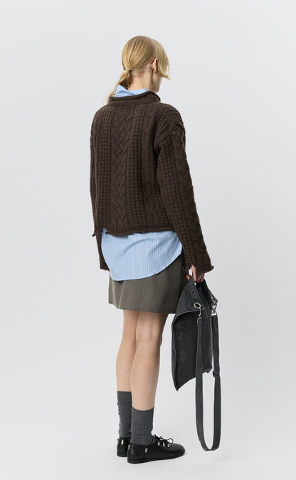 Womens Shatter Cable Knit