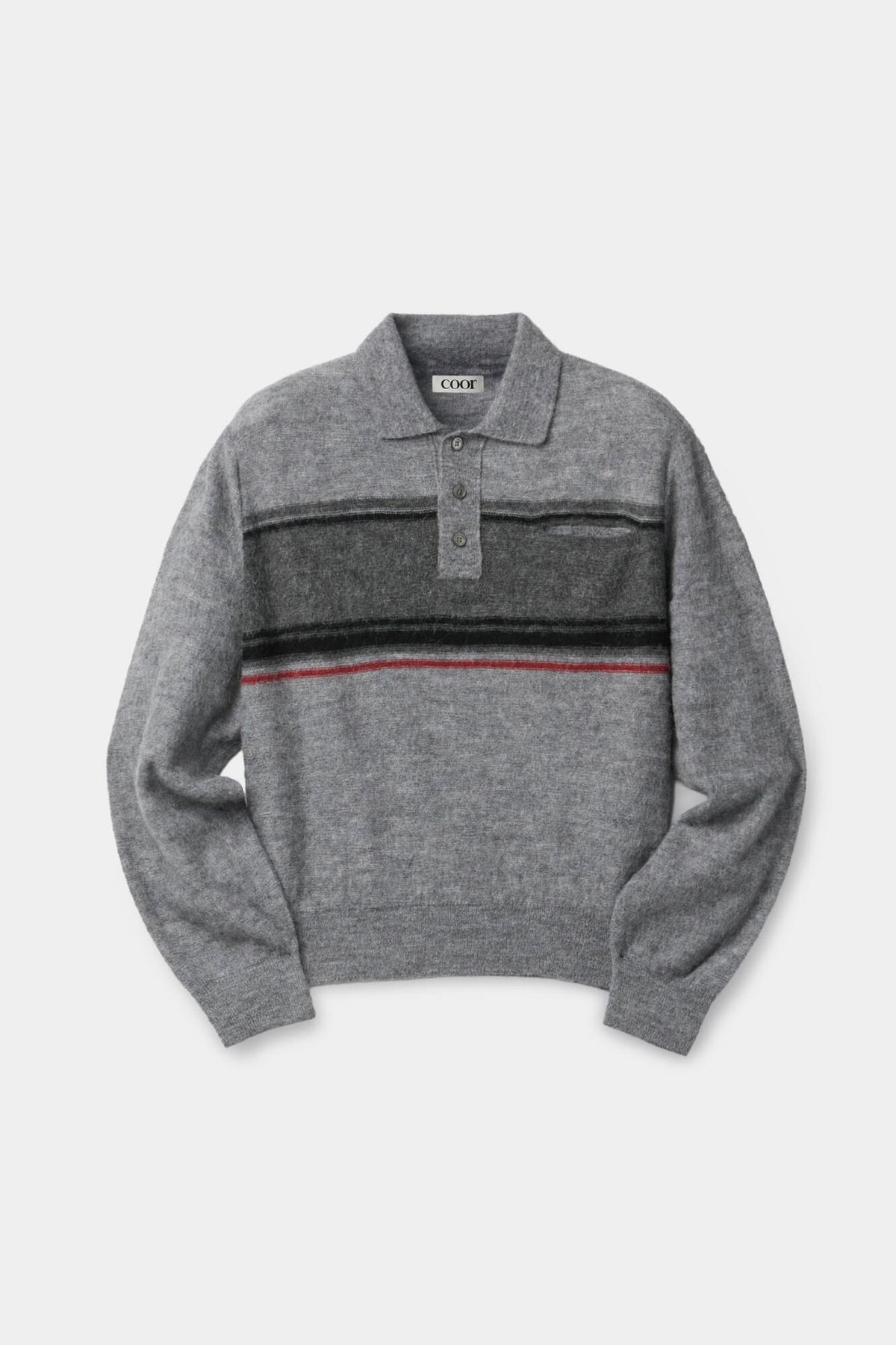 ALPACA BLEND STRIPED POLO SWEATER