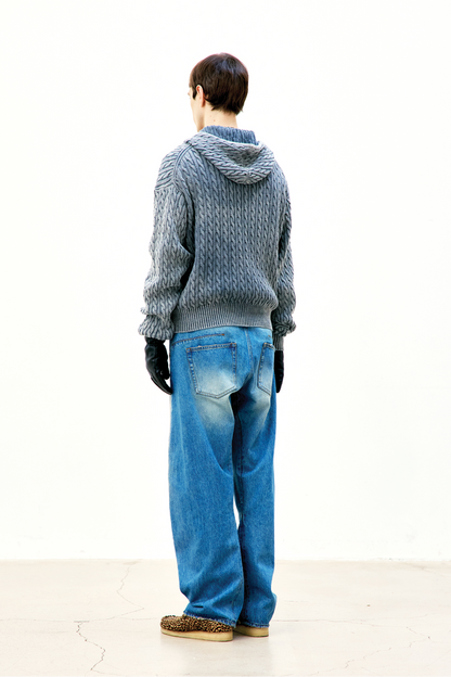 COTTON FIECE DYED HOODIE ZIP-UP