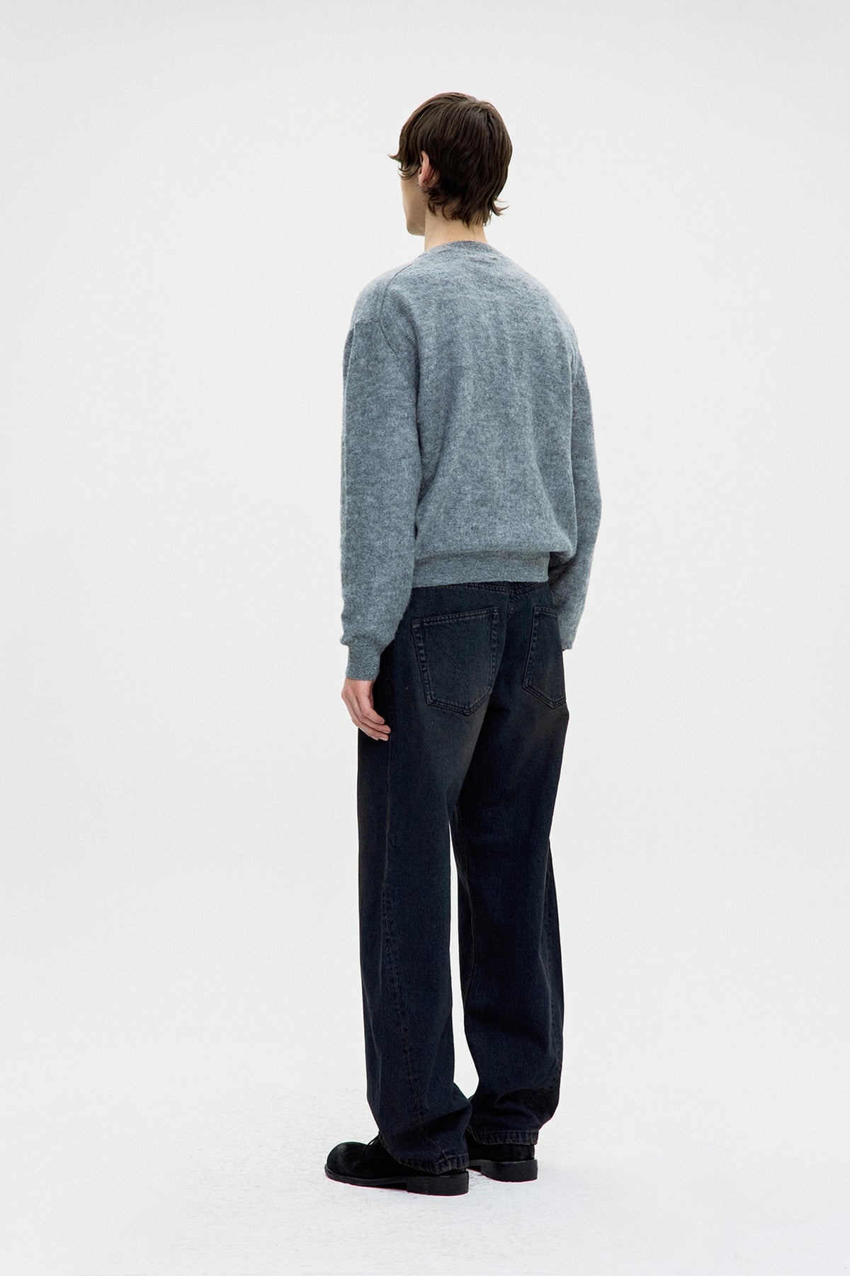 ALPACA BLEND STRIPED V-NECK SWEATER