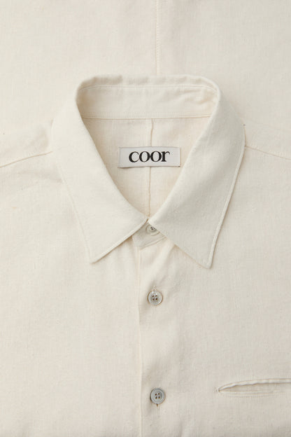 LINEN SILK CUTTED SHIRT