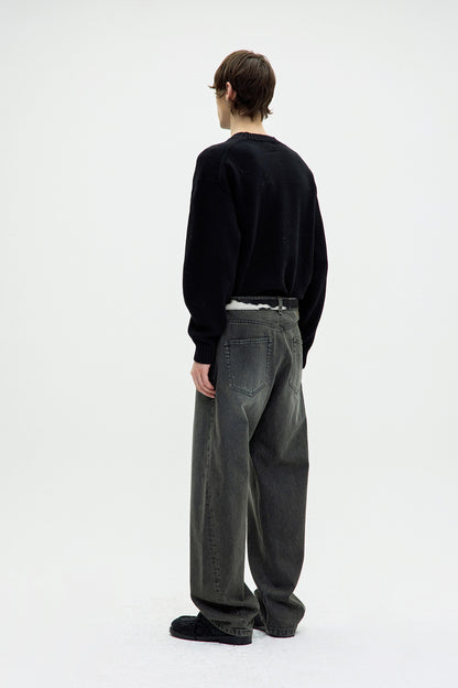WOOL CROPPED CREWNECK SWEATER