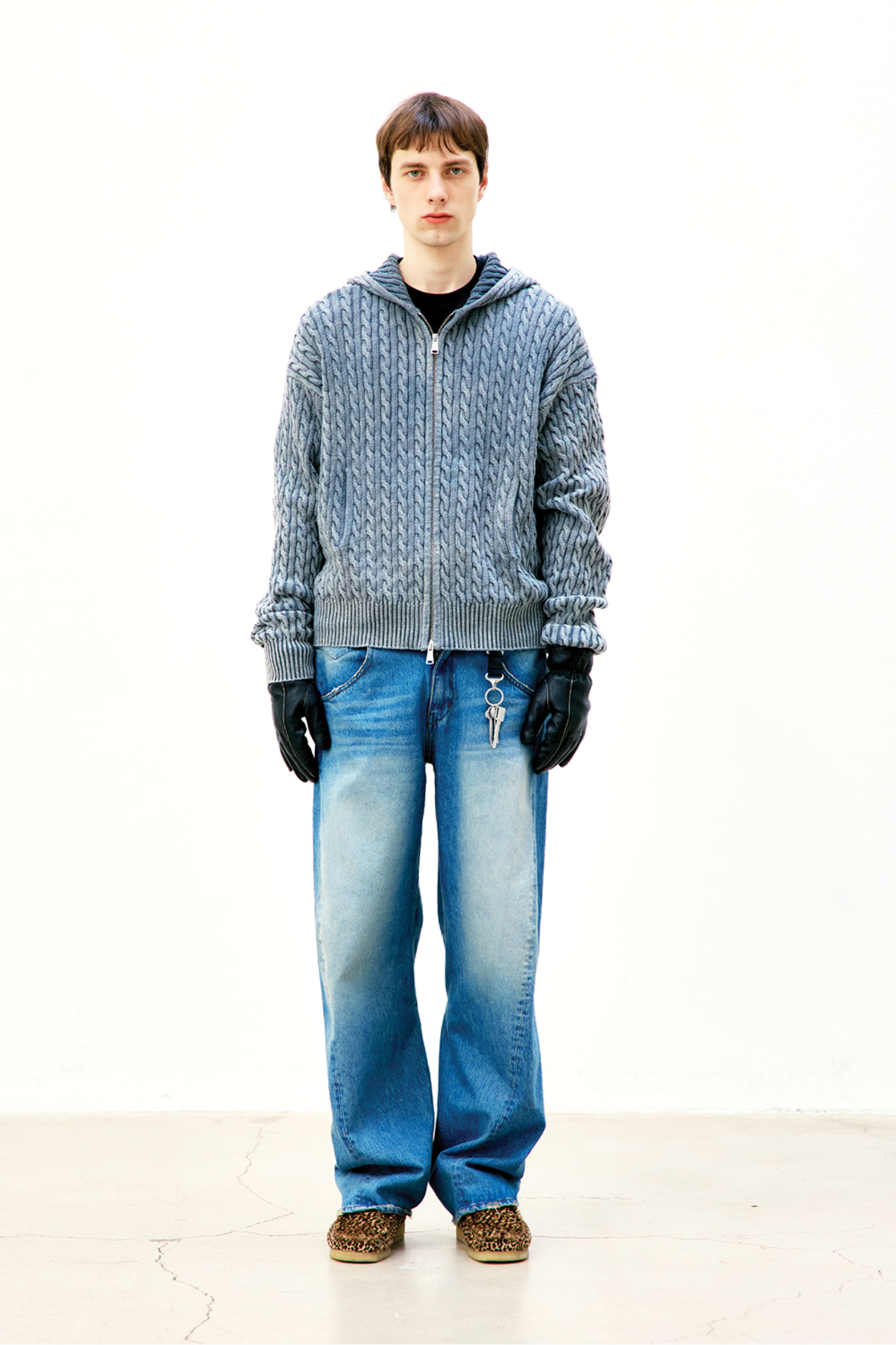 COTTON FIECE DYED HOODIE ZIP-UP