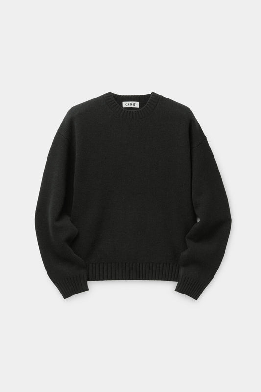 WOOL CROPPED CREWNECK SWEATER