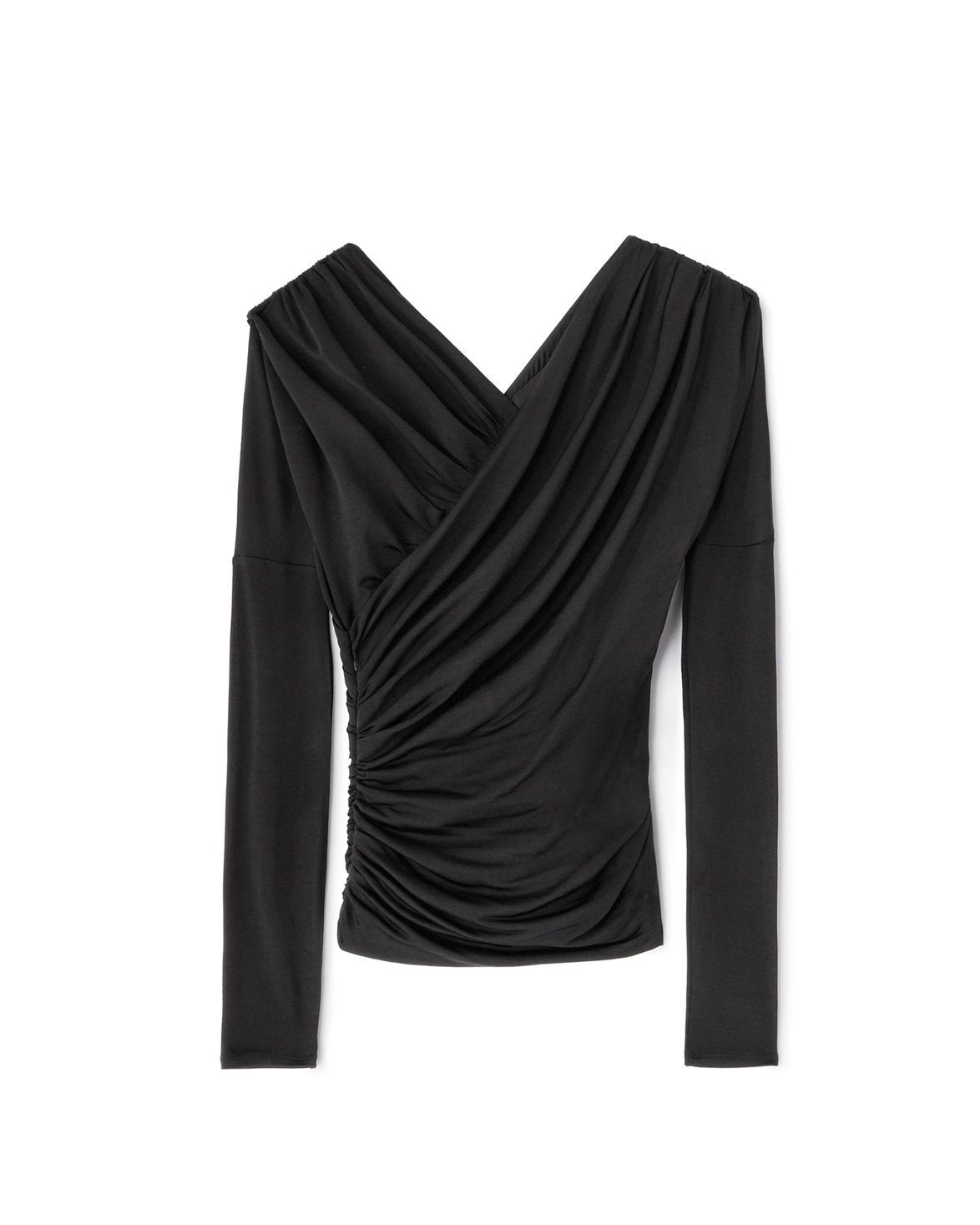 Shiny Jersey Ruched Blouse