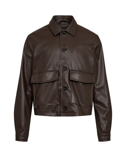 Faux Leather Overshirt