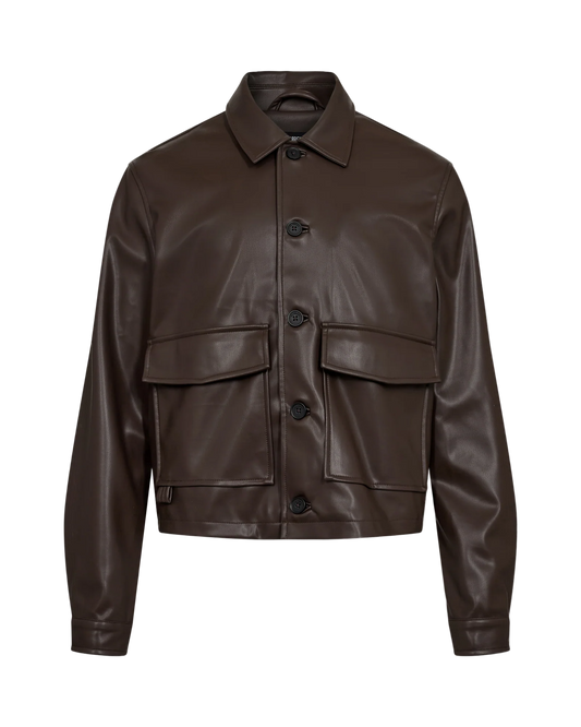Faux Leather Overshirt