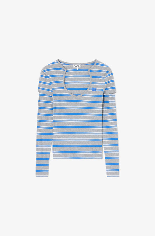 Soft Cotton Ribb V neck Longsleve