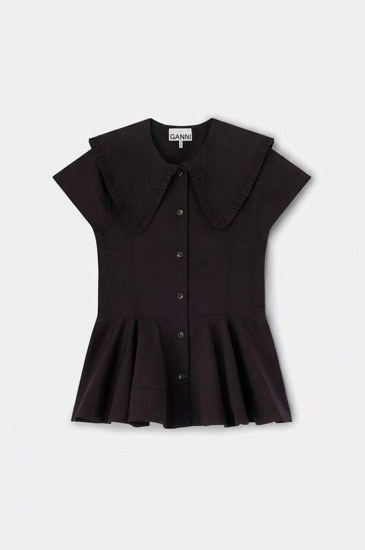 Stretch Cotton Peter Pan Collar Shirt