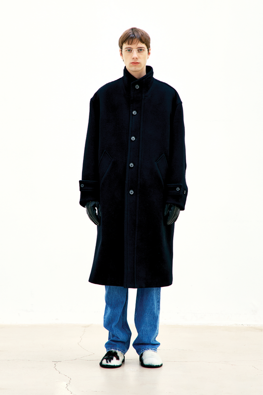 VIRGIN WOOL HIGH-NECK COAT