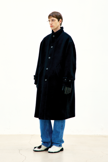 VIRGIN WOOL HIGH-NECK COAT
