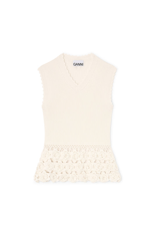 Fine Cotton Rib Crochet Vest